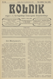 Rolnik : organ c. k. Galicyjskiego Towarzystwa Gospodarskiego. R.39, T.72, 1906, nr 42 + dod.