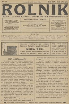 Rolnik : organ c. k. Galicyjskiego Towarzystwa Gospodarskiego. R.45, T.83, 1912, nr 13