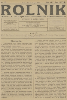 Rolnik : organ c. k. Galicyjskiego Towarzystwa Gospodarskiego. R.45, T.84, 1912, nr 33