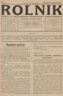 Rolnik: Organ c. k. Galicyjskiego Towarzystwa Gospodarskiego. R.46, T.85, 1913, nr 2 + dod.