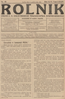 Rolnik: Organ c. k. Galicyjskiego Towarzystwa Gospodarskiego. R.46, T.86, 1913, nr 40
