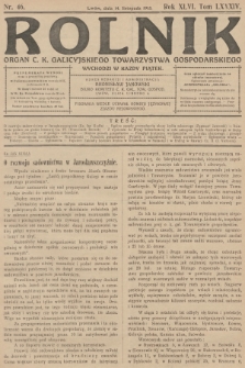 Rolnik: Organ c. k. Galicyjskiego Towarzystwa Gospodarskiego. R.46, T.86, 1913, nr 46