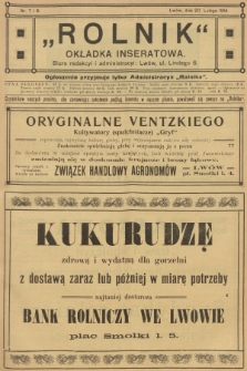 Rolnik: Organ c. k. Galicyjskiego Towarzystwa Gospodarskiego. R.47, T.87, 1914, nr 7-8
