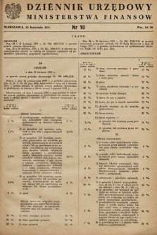 Dziennik Urzędowy Ministerstwa Finansów. 1951, nr 10