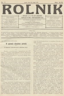 Rolnik: Organ c. k. Galicyjskiego Towarzystwa Gospodarskiego. R.49, T.89, 1917, nr 7