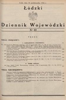 Łódzki Dziennik Wojewódzki. 1936, nr 22