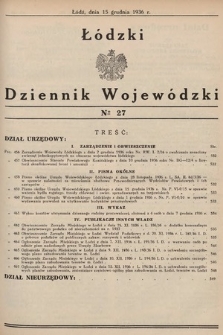 Łódzki Dziennik Wojewódzki. 1936, nr 27