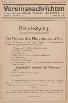 Vereinsnachrichten : herausgegeben vom Verband für Handel und Gewerbe. 1929, Beilage zu nr 9