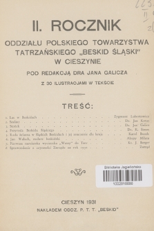 II. Rocznik Oddziału Polskiego Towarzystwa Tatrzańskiego „Beskid Śląski” w Cieszynie