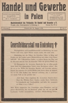 Handel und Gewerbe in Polen : Nachrichtenblatt des Verbandes für Handel und Gewerbe. Jg.9, 1934, nr 8