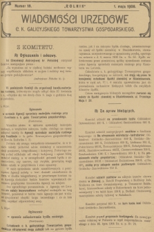 Wiadomości Urzędowe c. k. Galicyjskiego Towarzystwa Gospodarskiego. 1908, nr 18