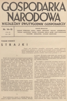 Gospodarka Narodowa : niezależny dwutygodnik gospodarczy. R.6, 1936, nr 14-15