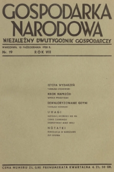 Gospodarka Narodowa : niezależny dwutygodnik gospodarczy. R.8, 1938, nr 19