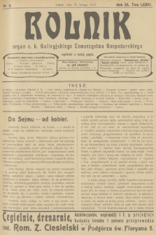 Rolnik : organ c. k. Galicyjskiego Towarzystwa Gospodarskiego. R.40, T.73, 1907, nr 9 + dod.