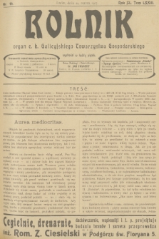 Rolnik : organ c. k. Galicyjskiego Towarzystwa Gospodarskiego. R.40, T.73, 1907, nr 14 + dod.