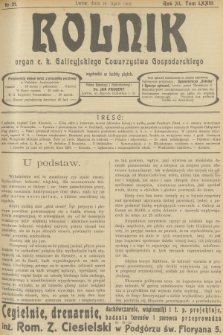 Rolnik : organ c. k. Galicyjskiego Towarzystwa Gospodarskiego. R.40, T.74, 1907, nr 31 + dod.