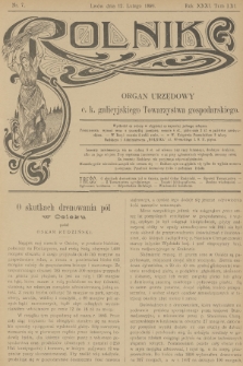 Rolnik : organ urzędowy c. k. galicyjskiego Towarzystwa gospodarskiego. R.31, T.61, 1898, nr 7