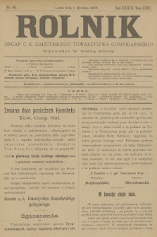 Rolnik : organ urzędowy c. k. galicyjskiego Towarzystwa gospodarskiego. R.33, T.63, 1900, nr 48 + dod.
