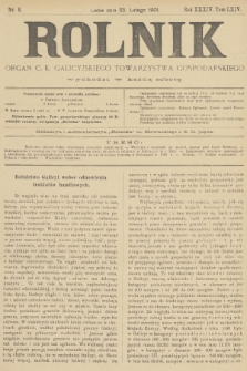 Rolnik : organ c. k. galicyjskiego Towarzystwa gospodarskiego. R.34, T.64, 1901, nr 8