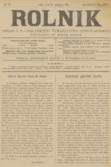 Rolnik : organ c. k. galicyjskiego Towarzystwa gospodarskiego. R.34, T.64, 1901, nr 37
