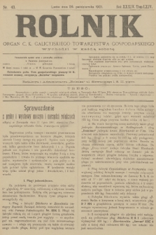 Rolnik : organ c. k. galicyjskiego Towarzystwa gospodarskiego. R.34, T.64, 1901, nr 43