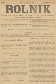Rolnik : organ c. k. galicyjskiego Towarzystwa gospodarskiego. R.35, T.65, 1902, nr 29