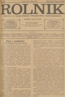 Rolnik : organ c. k. Galicyjskiego Towarzystwa Gospodarskiego. R.42, T.78, 1909, nr 28