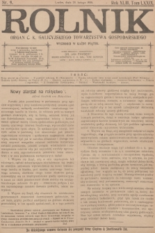 Rolnik : organ c. k. Galicyjskiego Towarzystwa Gospodarskiego. R.43, T.79, 1910, nr 9