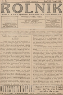 Rolnik : organ c. k. Galicyjskiego Towarzystwa Gospodarskiego. R.43, T.80, 1910, nr 36