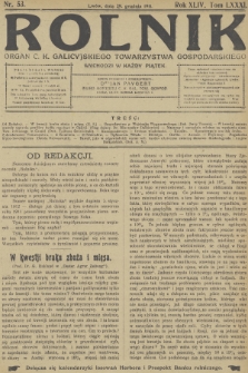 Rolnik : organ c. k. Galicyjskiego Towarzystwa Gospodarskiego. R.44, T.82, 1911, nr 53