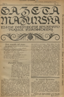 Gazeta Mazurska : pismo poświęcone sprawom Mazur ewangelickich. R.3, 1924, nr 3