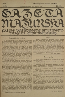 Gazeta Mazurska : pismo poświęcone sprawom Mazur ewangelickich. R.5, 1926, nr 10