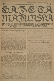Gazeta Mazurska : pismo poświęcone sprawom Mazur ewangelickich. R.7, 1928, nr 9