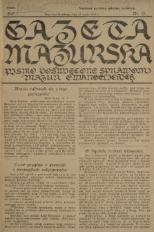 Gazeta Mazurska : pismo poświęcone sprawom Mazur ewangelickich. R.7, 1928, nr 12