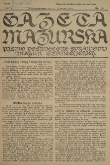 Gazeta Mazurska : pismo poświęcone sprawom Mazur ewangelickich. R.7, 1928, nr 16