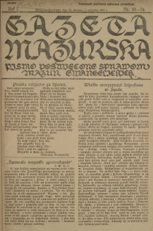 Gazeta Mazurska : pismo poświęcone sprawom Mazur ewangelickich. R.7, 1928, nr 33-34