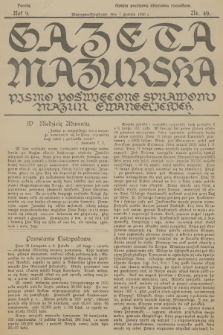Gazeta Mazurska : pismo poświęcone sprawom Mazur ewangelickich. R.9, 1930, nr 49
