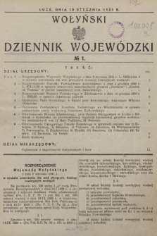 Wołyński Dziennik Wojewódzki. 1931, nr 1