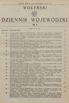 Wołyński Dziennik Wojewódzki. 1931, nr 3