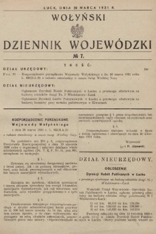Wołyński Dziennik Wojewódzki. 1931, nr 7