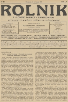 Rolnik : tygodnik rolniczy ilustrowany poświęcony sprawom gospodarstwa wiejskiego z jego wszelkimi gałęziami. R.60, 1928, nr 16