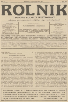 Rolnik : tygodnik rolniczy ilustrowany poświęcony sprawom gospodarstwa wiejskiego z jego wszelkimi gałęziami. R.60, 1928, nr 43