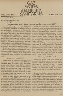 Gaz, Woda i Technika Sanitarna. R.18, 1938, nr 4