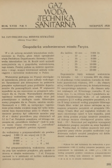 Gaz, Woda i Technika Sanitarna. R.18, 1938, nr 8