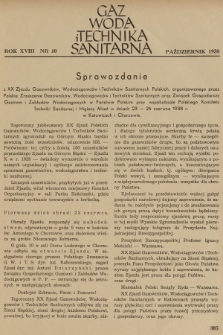 Gaz, Woda i Technika Sanitarna. R.18, 1938, nr 10