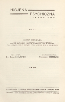 Higjena Psychiczna : czasopismo. 1935, nr 6-7
