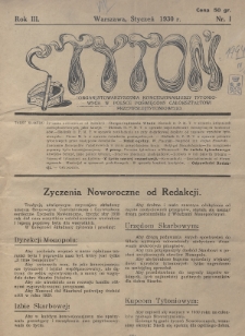Tytoń : organ Stowarzyszenia Koncesjonariuszy Tytoniowych w Polsce poświęcony całokształtowi przemysłu tytoniowego. 1930, nr 1