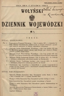 Wołyński Dziennik Wojewódzki. 1938, nr 1