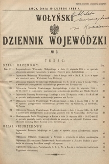 Wołyński Dziennik Wojewódzki. 1938, nr 3