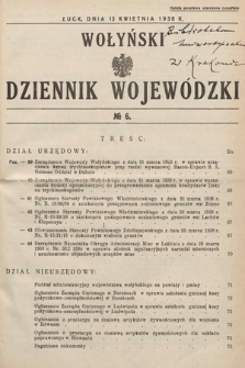 Wołyński Dziennik Wojewódzki. 1938, nr 6